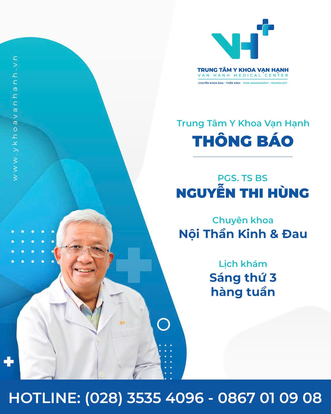 THÔNG BÁO: LỊCH THĂM KHÁM CÙNG PGS. TS BS NGUYỄN THI HÙNG